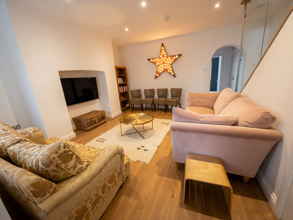 Hastings House snug with illuminated star feature and cosy seating
